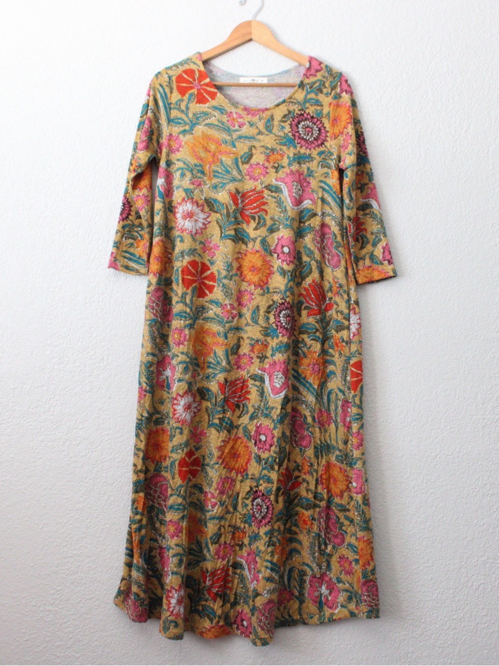 Natural Life Lottie Tan Pink Floral Maxi Dress